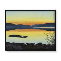 Gustaf Fjaestad Letnia noc nad jeziorem górskim 50×40