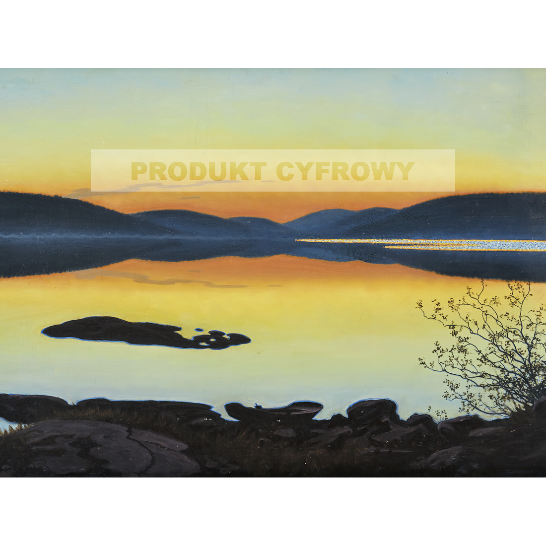 Gustaf Fjaestad Letnia noc nad jeziorem górskim — produkt cyfrowy do pobrania