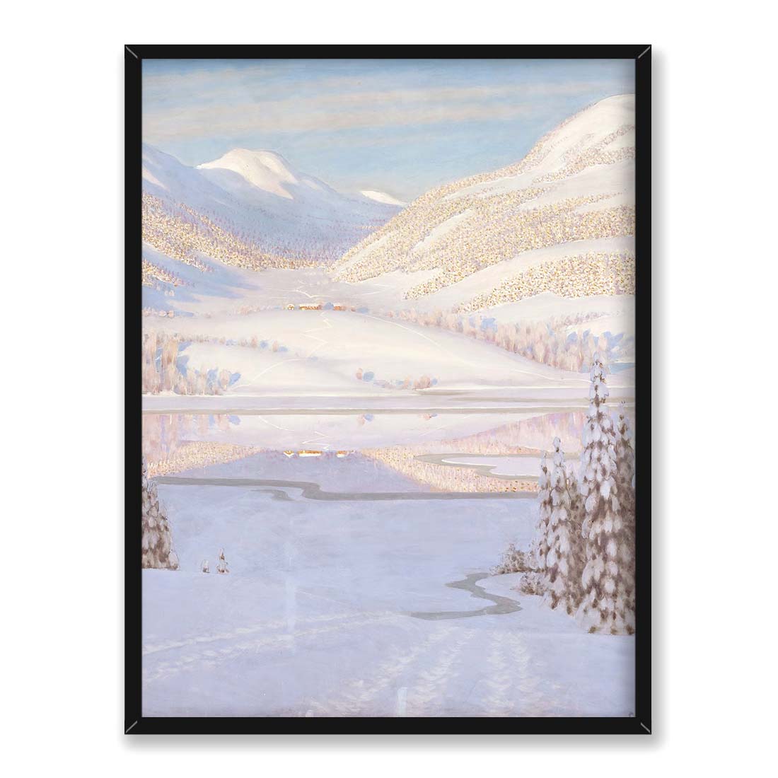 Gustaf Fjaestad Odbicia na zimowym jeziorze 30x40