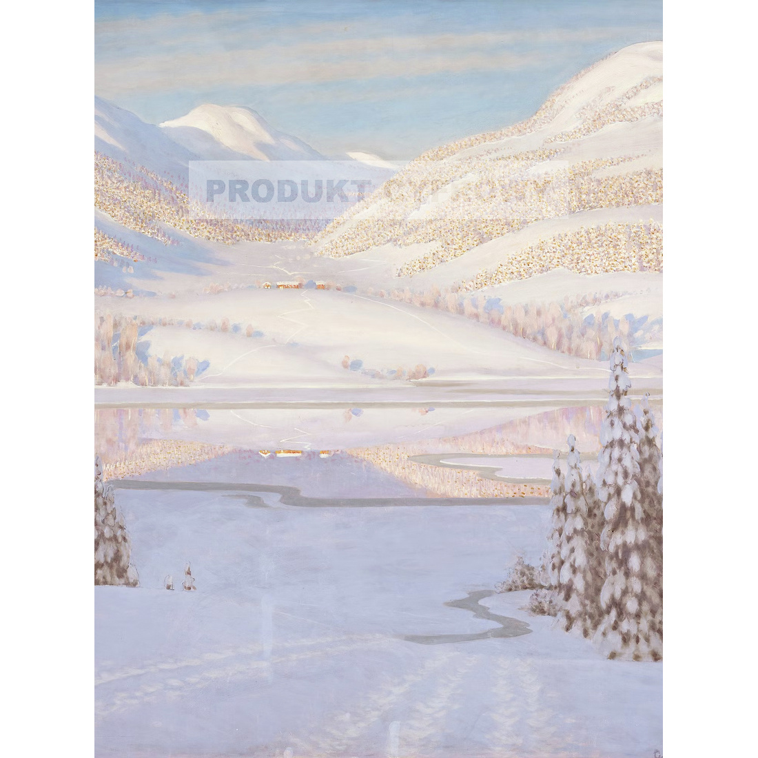 Gustaf Fjaestad Odbicia na zimowym jeziorze — produkt cyfrowy do pobrania
