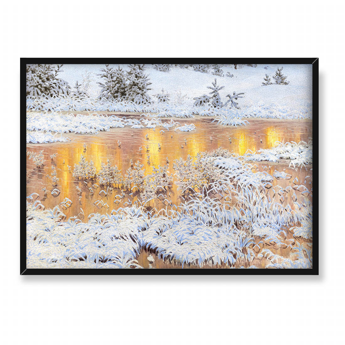 Gustaf Fjaestad Odbicia słońca w zimowym krajobrazie 70x50