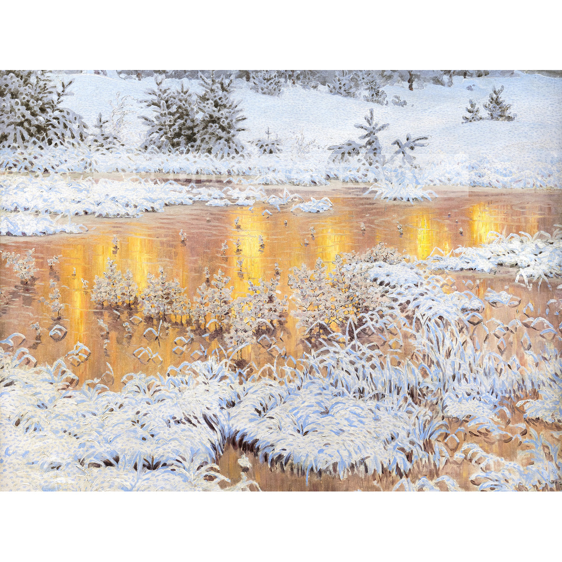 Gustaf Fjaestad Odbicia słońca w zimowym krajobrazie — produkt cyfrowy do pobrania