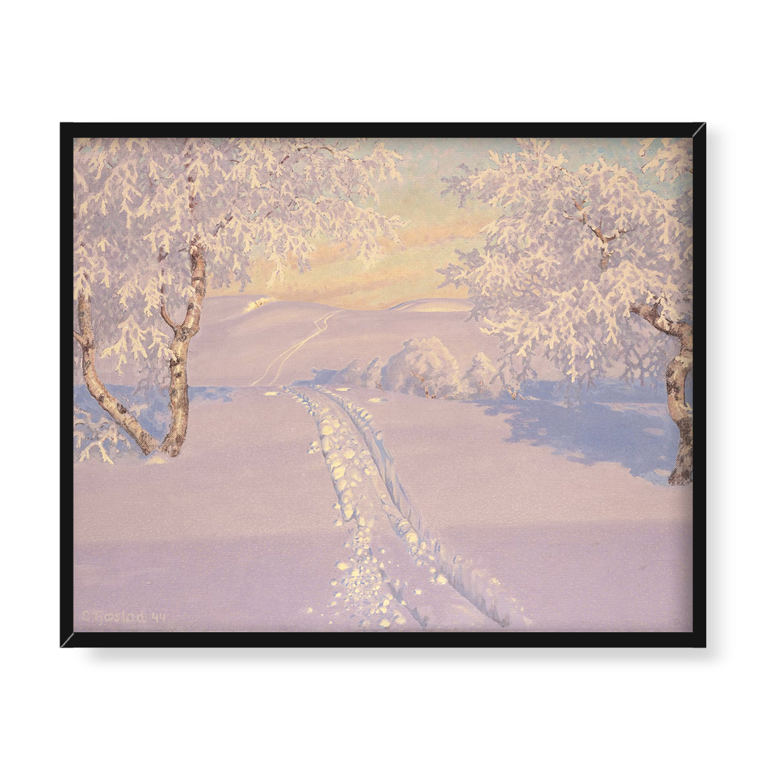 Gustaf Fjaestad Ślady nart w popołudniowym słońcu 50x40