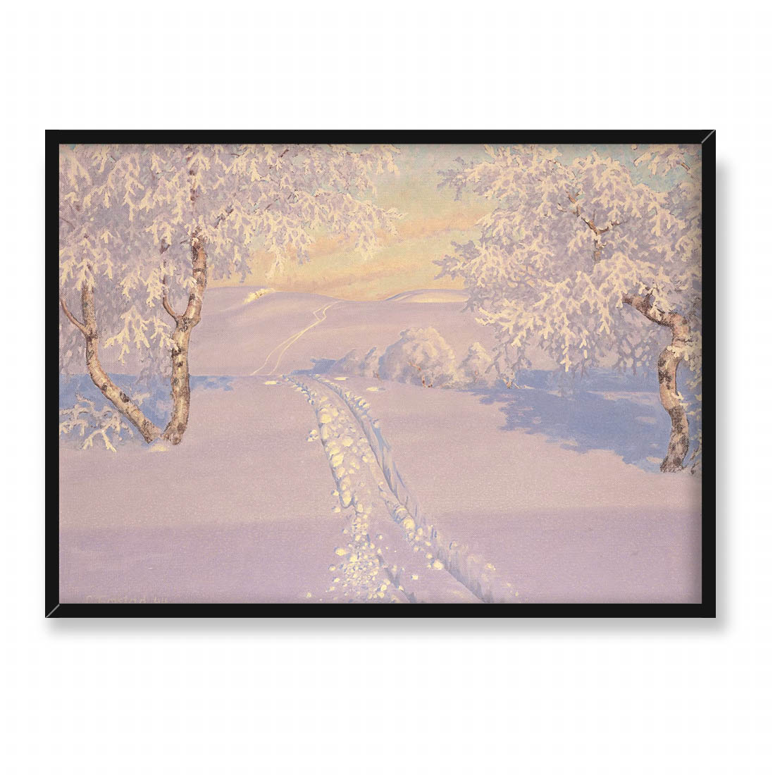 Gustaf Fjaestad Ślady nart w popołudniowym słońcu 70x50