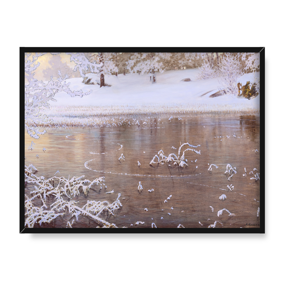 Gustaf Fjaestad Zamarznięta woda 40x30 w RAMIE