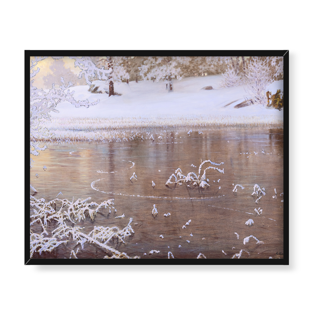 Gustaf Fjaestad Zamarznięta woda 50x40 w RAMIE