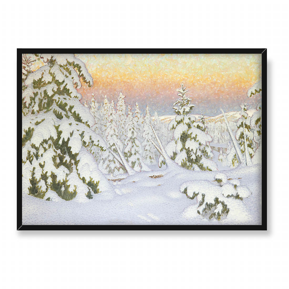 Gustaf Fjaestad Zimowy krajobraz o zmierzchu 70x50