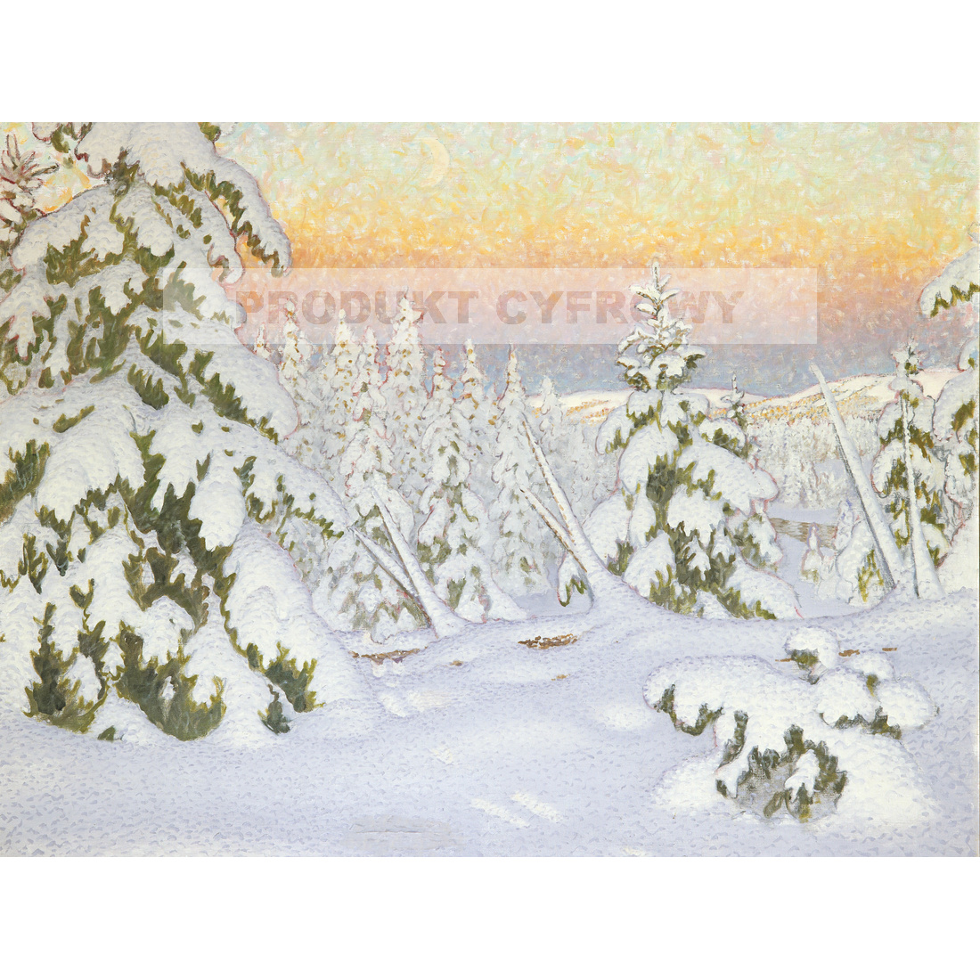 Gustaf Fjaestad Zimowy krajobraz o zmierzchu — produkt cyfrowy do pobrania