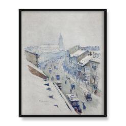 Władysław Podkowiński Widok na Nowy Świat w Warszawie zimą 40×50