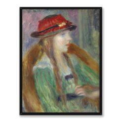 William Glackens Młoda dziewczyna w czerwonym kapeluszu 30×40