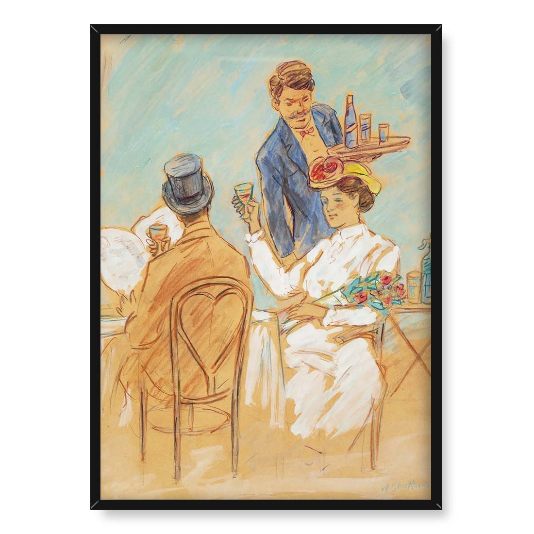 William Glackens Scena w kawiarni 50x70