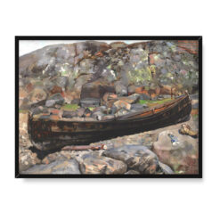 Akseli Gallen Kallela Łódź na skalistym brzegu 40×30 w RAMIE