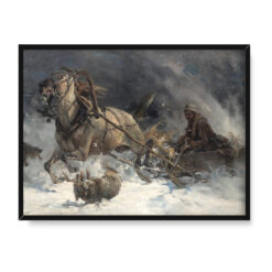 Alfred Wierusz Kowalski Wilki atakujące sanie 40×30