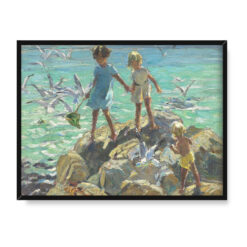 Dorothea Sharp Dzieci i mewy na skałach 40×30