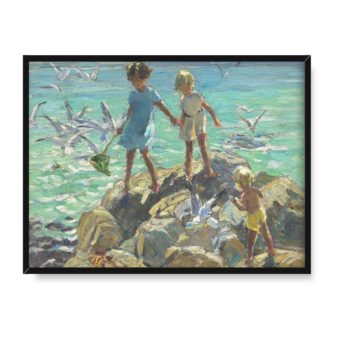 Dorothea Sharp Dzieci i mewy na skałach 40x30