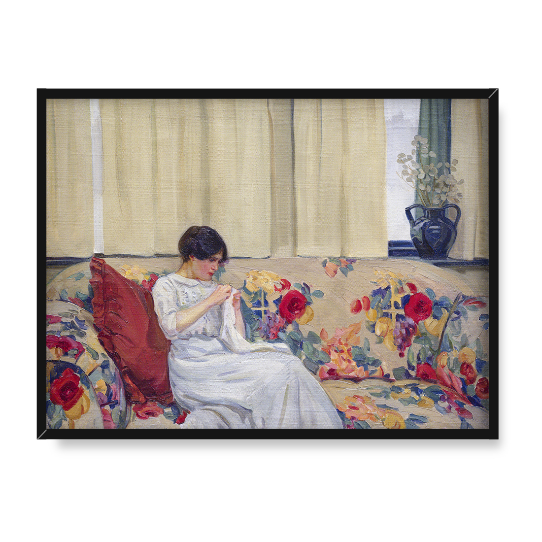 Helen McNicoll Kobieta szyjąca 40x30