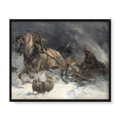 Alfred Wierusz Kowalski Wilki atakujące sanie 50×40