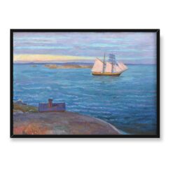 Axel Sjoberg Statek o zmierzchu 70×50