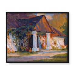 Bronisława Rychter Janowska Polski dworek o zachodzie słońca 50×40 w RAMIE