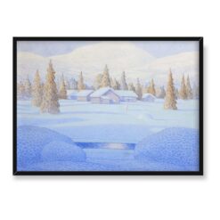 Bror Lindh Domy w zimowym pejzażu 70×50