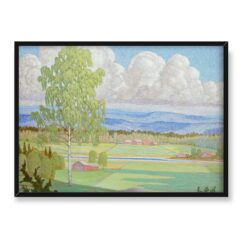 Bror Lindh Letni pejzaż z brzozą 70×50