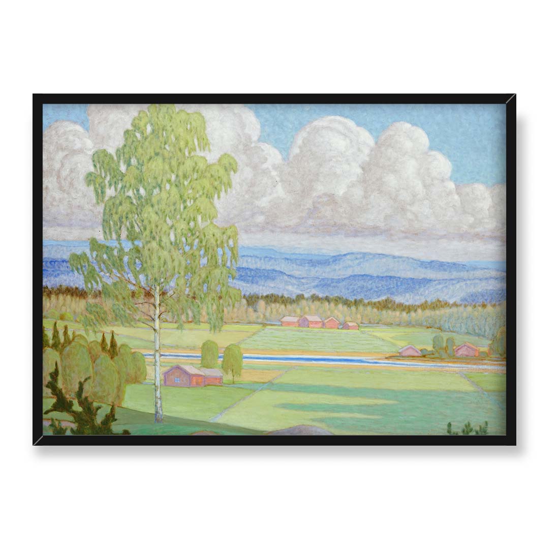 Bror Lindh Letni pejzaż z brzozą 70x50