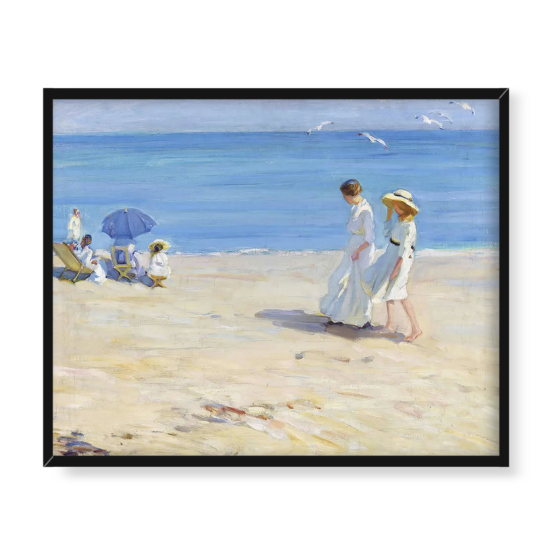Helen McNicoll Błękitne morze na plaży w Saint Malo 50x40