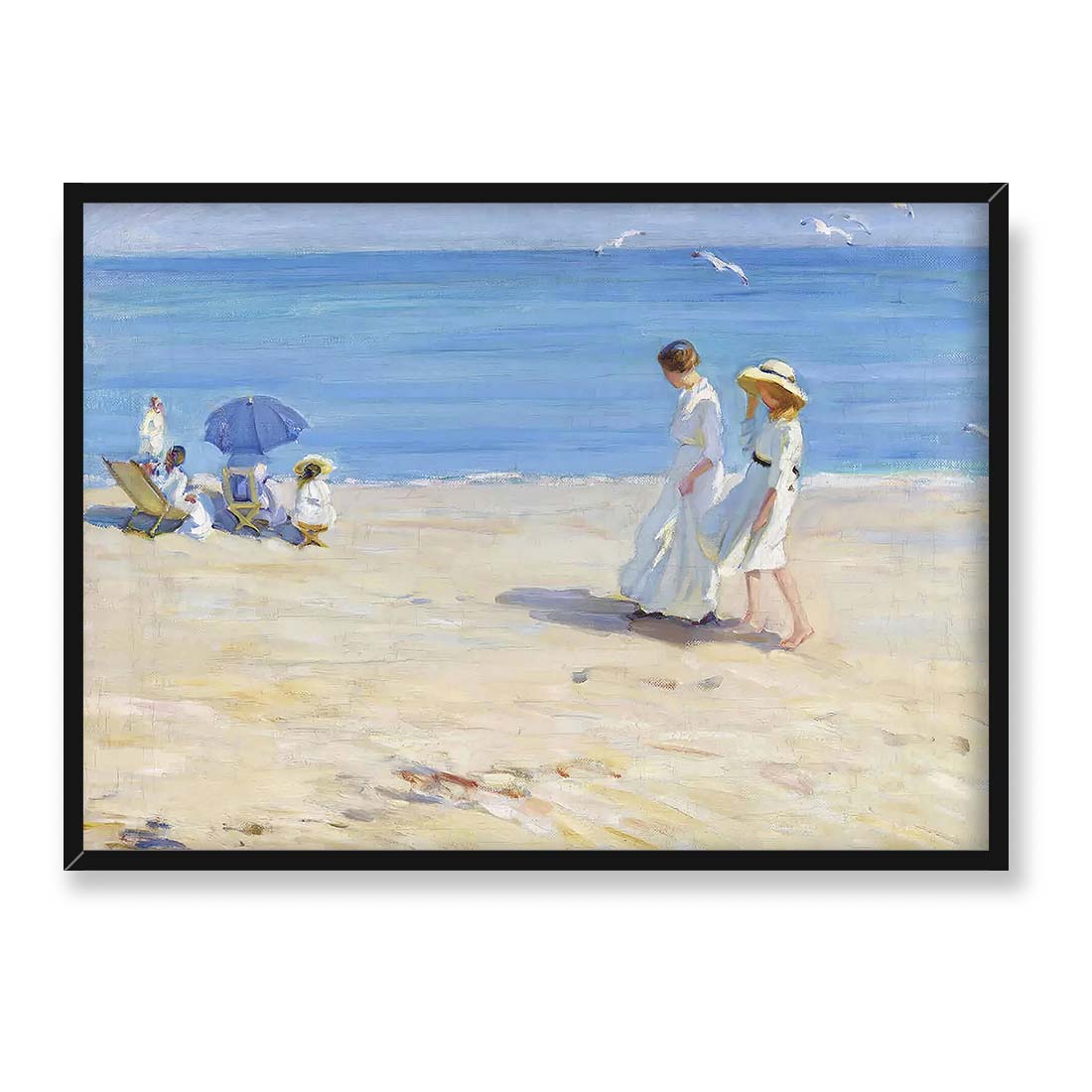 Helen McNicoll Błękitne morze na plaży w Saint Malo 70x50