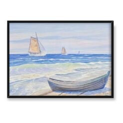 Soter Jaxa Małachowski Żaglowki u brzegu 70×50